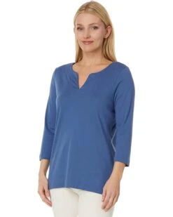 L.L.Bean Pima Tops Split-Neck Tunic 3/4 Sleeve | Shirts & Tops -Family Wear Shop 61YB4rlLUXL. AC SR736920