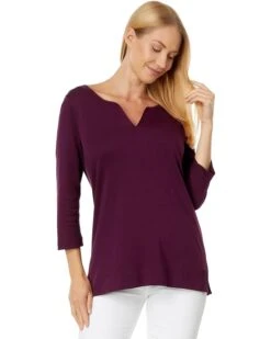 L.L.Bean Pima Tops Split-Neck Tunic 3/4 Sleeve | Shirts & Tops -Family Wear Shop 61hF7VekGaL. AC SR736920