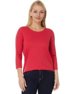 L.L.Bean Pima Cotton Shaped Jewelneck Tee 3/4 Sleeve | Shirts & Tops