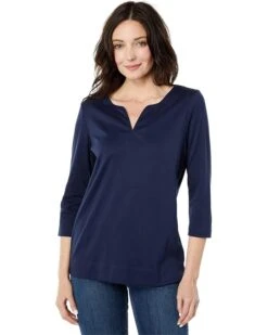 L.L.Bean Pima Tops Split-Neck Tunic 3/4 Sleeve | Shirts & Tops -Family Wear Shop 716RUjkaSzL. AC SR736920