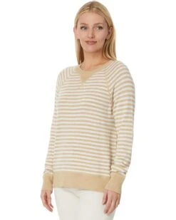 L.L.Bean Organic Cotton Slub Crew Neck Sweatshirt Sweater Stripe | Sweaters