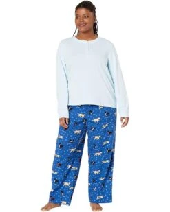 L.L.Bean Plus Size Cozy Pajama Set Print | Sleepwear