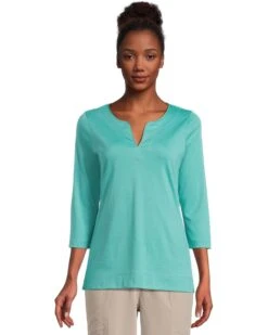 L.L.Bean Pima Tops Split-Neck Tunic 3/4 Sleeve | Shirts & Tops -Family Wear Shop 71NUp8l0ML. AC SR736920
