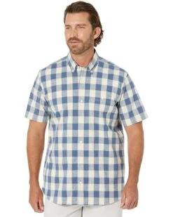 L.L.Bean Comfort Stretch Chambray Shirt Short Sleeve Traditional Fit Plaid - Tall | Shirts & Tops